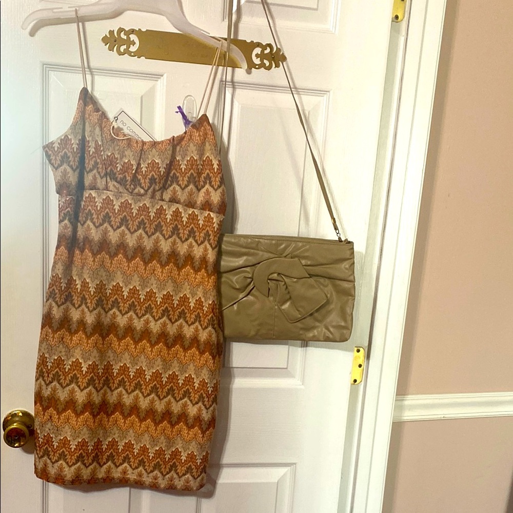 No Comment ladies spagetti strap lined dress with matching purse; size:L juniors